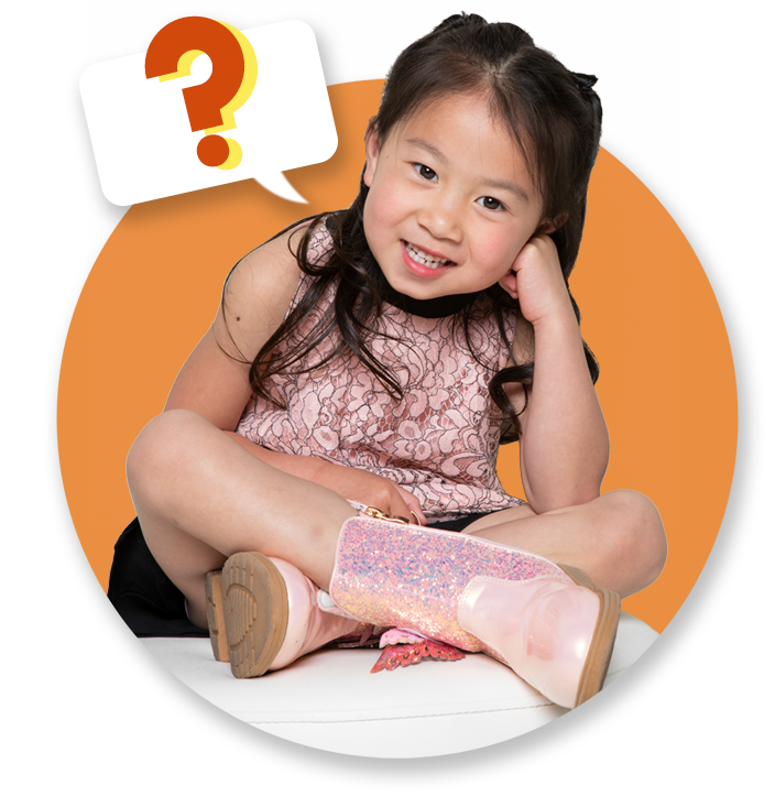 kid model with question mark posing for how to choose a modeling agency