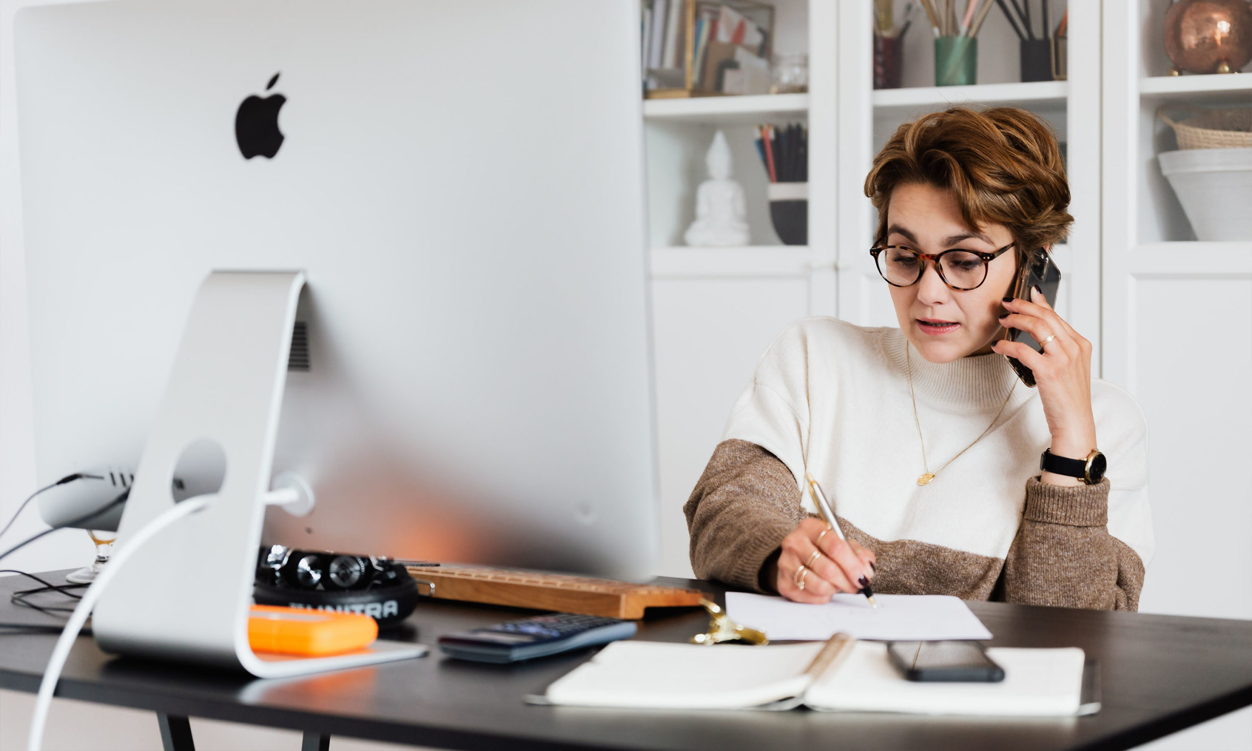 woman calling on the phone how to choose a talent agency
