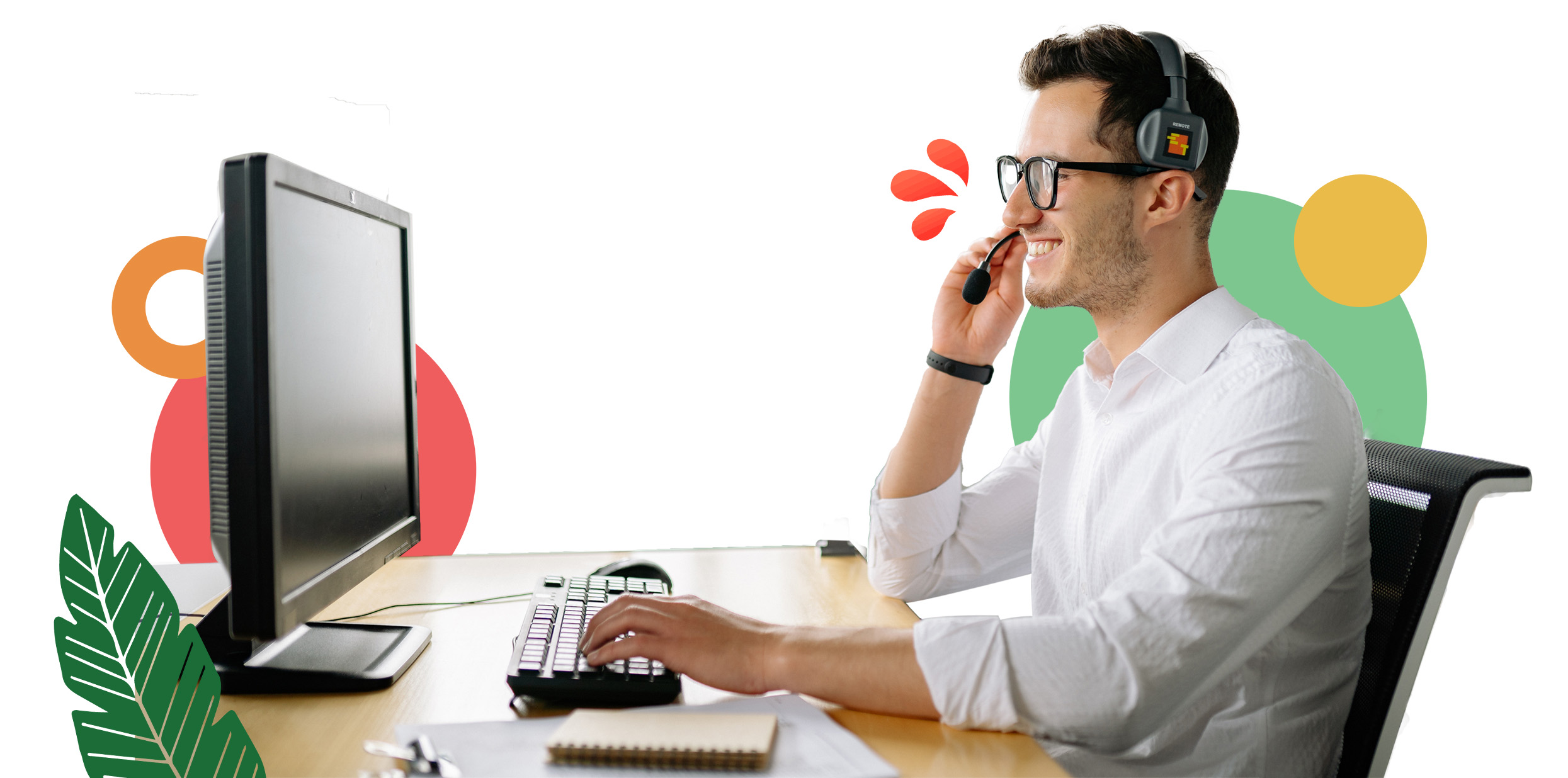 man typing on computer