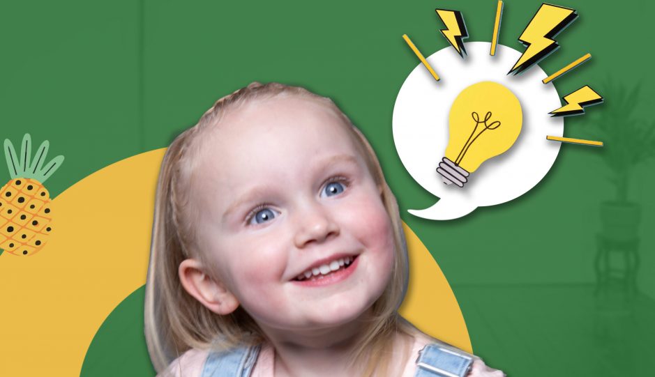 cute girl with an bulb idea