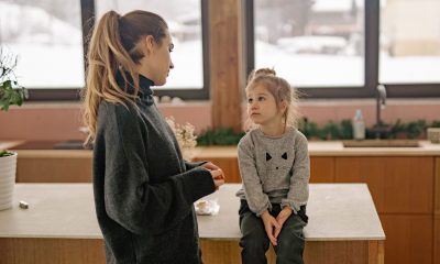 mother and daughter talking about kid models