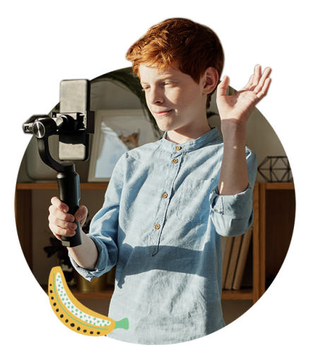 boy holding a camera stick_modeling audition tips